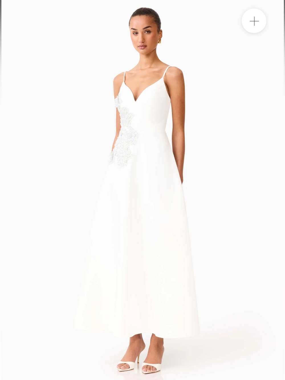 elliatt stella white 3d floral applique A-line bridal maxi gown dress large NEW - Picture 4 of 13
